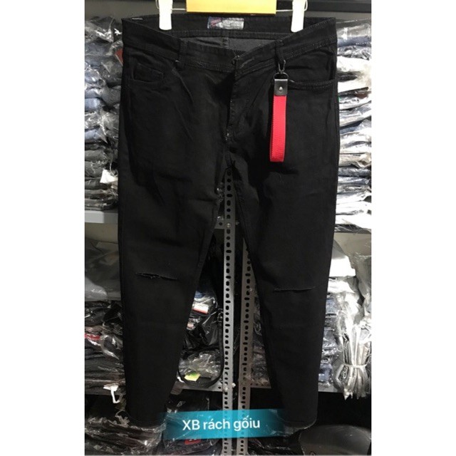 Quần jean nam  ĐEN RÁCH GỐI quần bò nam ( CHẤT GIÃN, CÓ SIZE ĐẠI, KHÔNG KÈM MÓC ) mẫu mới giá rẻ Q932