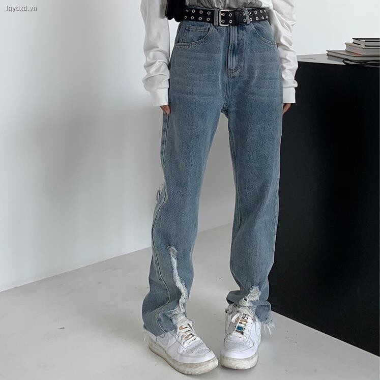 Quần jeans lưng cao ống rộng kiểu dáng thời trang dành cho nữ 2021