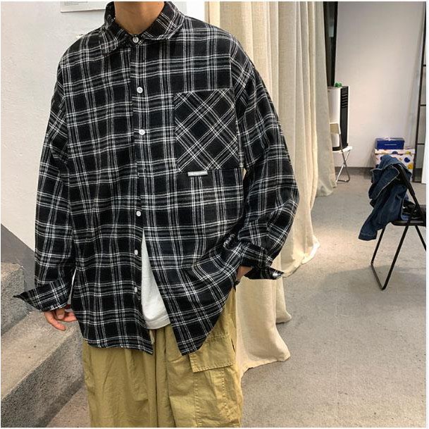 Áo Sơ Mi Unisex Dài Tay Kiểu Khoát Phôm Rông Có Túi SM02