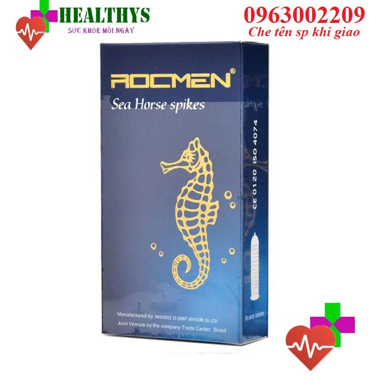 Bao Cao Su ROCMEN Xanh , Bao Cao Su Cá Ngựa Long Shock Có Gai, Gân, Kéo Dài Thời Gian