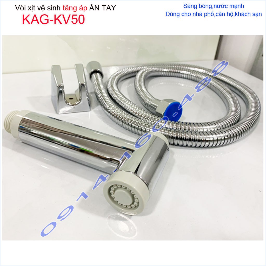 Vòi xịt vệ xinh ấn tay KAG-KV50, rửa vệ sinh chrome bóng hand spray nhấn êm tia nước mạnh sử dụng tốt