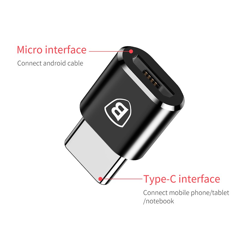 Đầu cắm chuyển đổi Baseus Micro USB sang Type-C OTG | BigBuy360 - bigbuy360.vn
