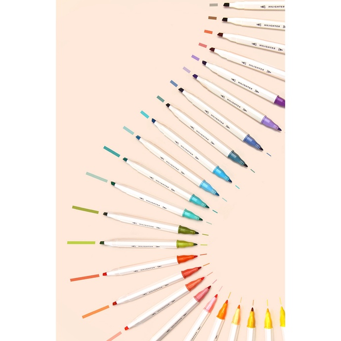 Bút highlight 24 màu hai đầu tiện dụng