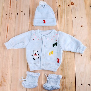 Set áo len + nón len + đôi vớ len cho bé