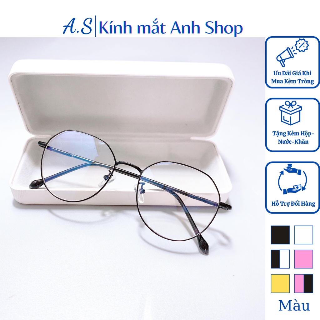 Gọng kính giả cận nam nữ hình tròn chất liệu kim loại hot trend 2984