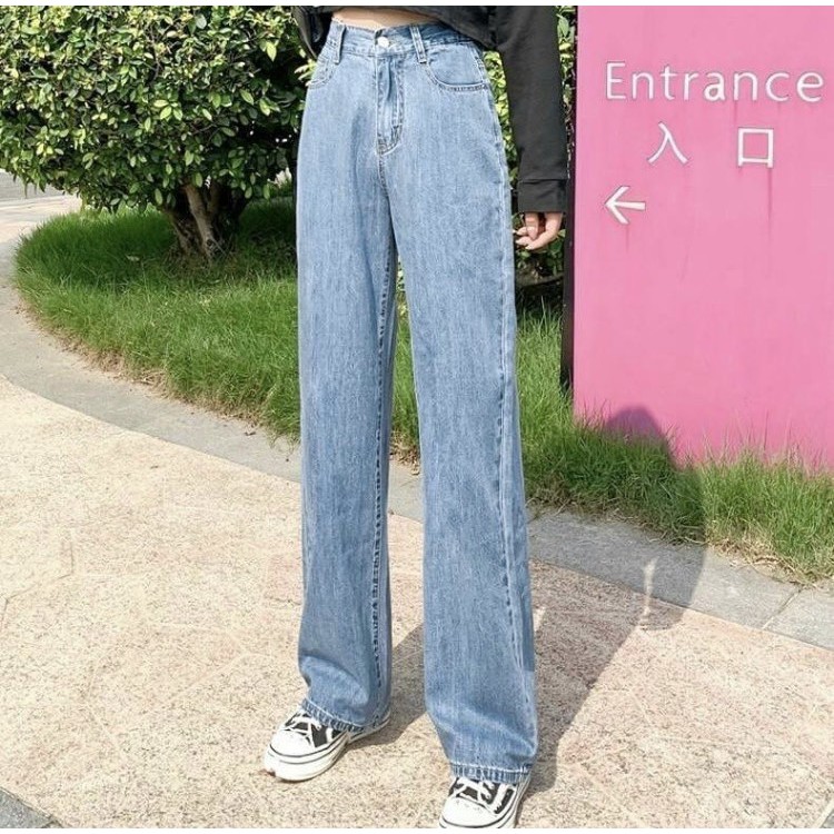 [ NY26 ] QUẦN JEAN ỐNG RỘNG NỮ LƯNG CAO MÀU XANH NHẠT CAO CẤP BABO ĐỦ SIZE S, M, L SIÊU THỜI TRANG CỰC THỜI THƯỢNG