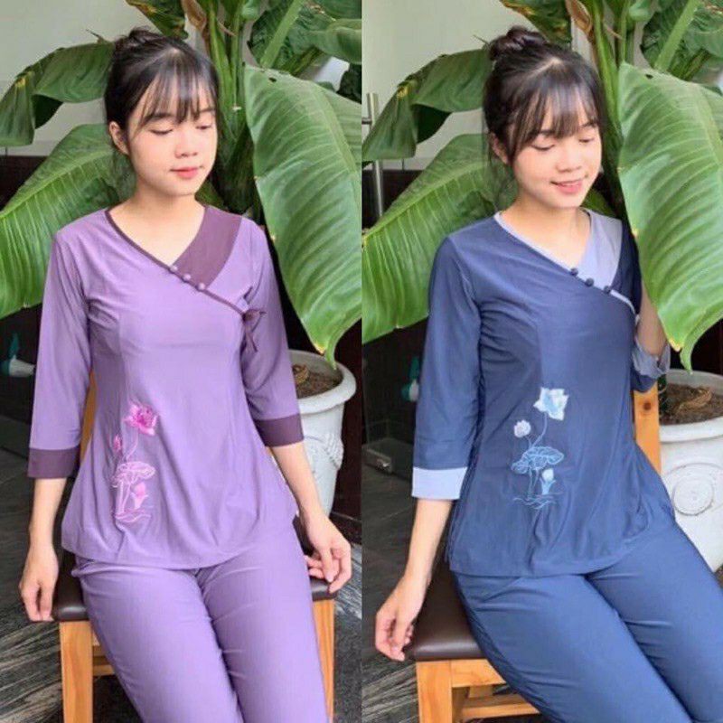 đồ lam đi chùa (mẫu tim nơ)