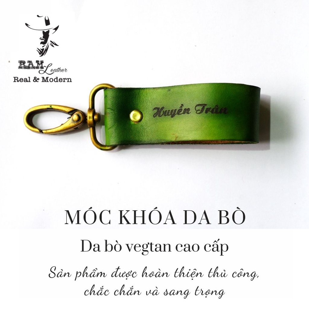 Móc Khóa RAM Leather Da Bò Italia Vegtan Khắc Tên Theo Yêu Cầu