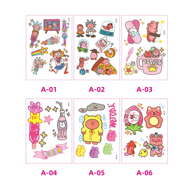 Miếng Dán Hình Xăm Hoạt Hình Dùng Một Lần