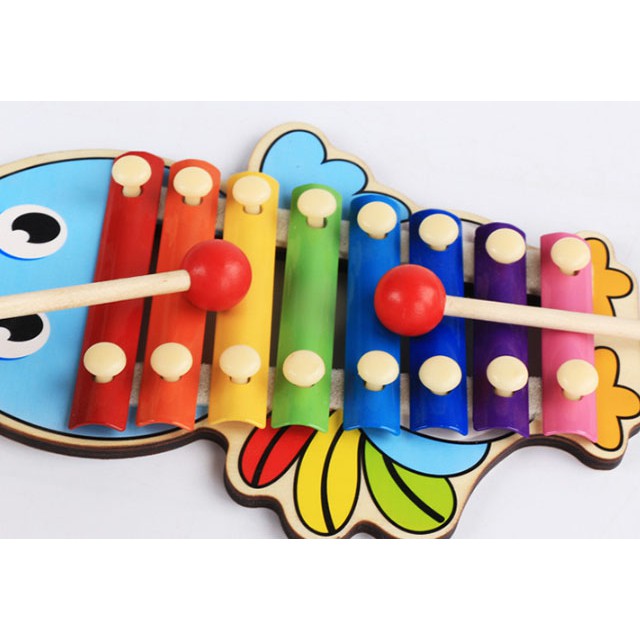 Đồ chơi đàn gỗ Xylophone 8 nốt nhạc - Đồ chơi âm nhạc 8 sắc màu nhiều hình con vật đáng yêu cho Bé Kagonk