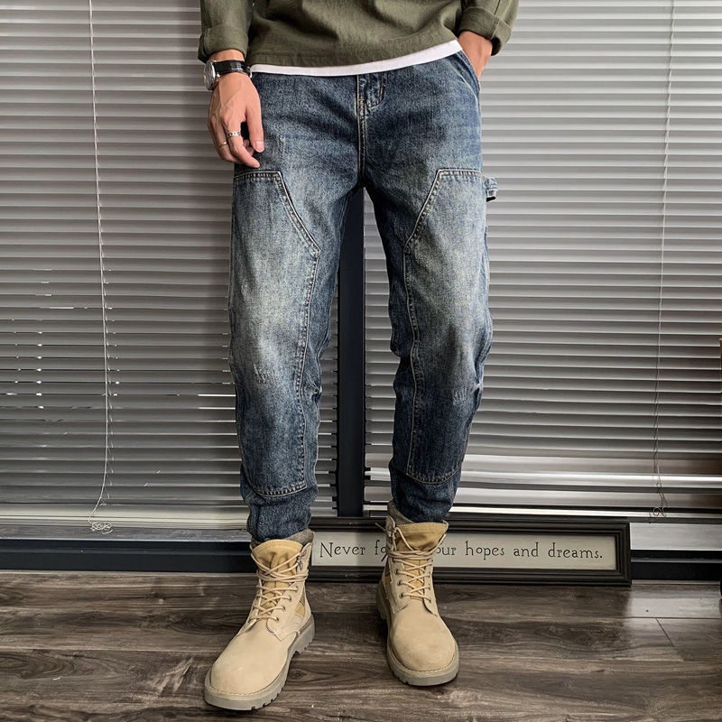 Quần jeans ống đứng phối túi hộp thời trang cho nam