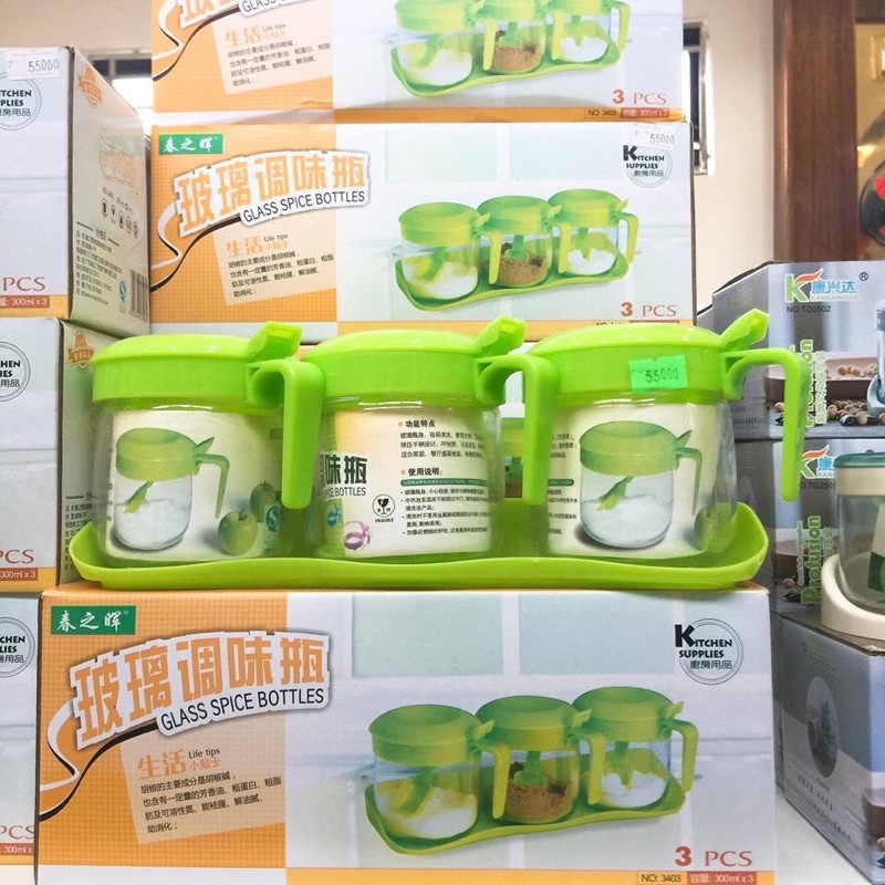 Bộ 3 lọ gia vị thuỷ tinh( hàng dày đẹp )