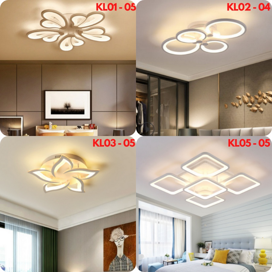Đèn trần, đèn ốp trần kèm đktx trang trí phòng khách, phòng ngủ, trần thạch cao 3 chế độ ánh sáng