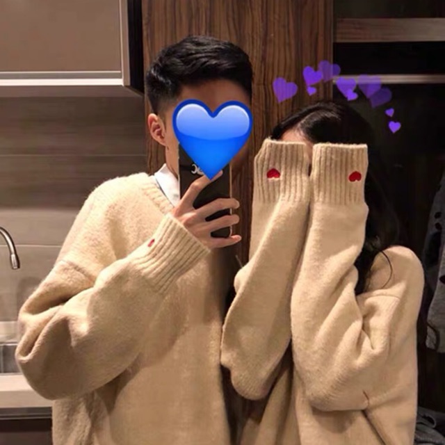 Áo đôi len hình tim phong cách Hàn Quốc đôi mùa thu đông ulzzang cực xinh