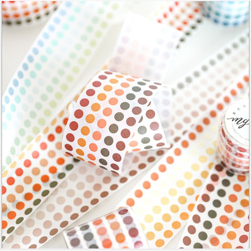 Cuộn nhãn dán chấm bi washi tape trang trí nhật ký/album DIY - MyNa Mart