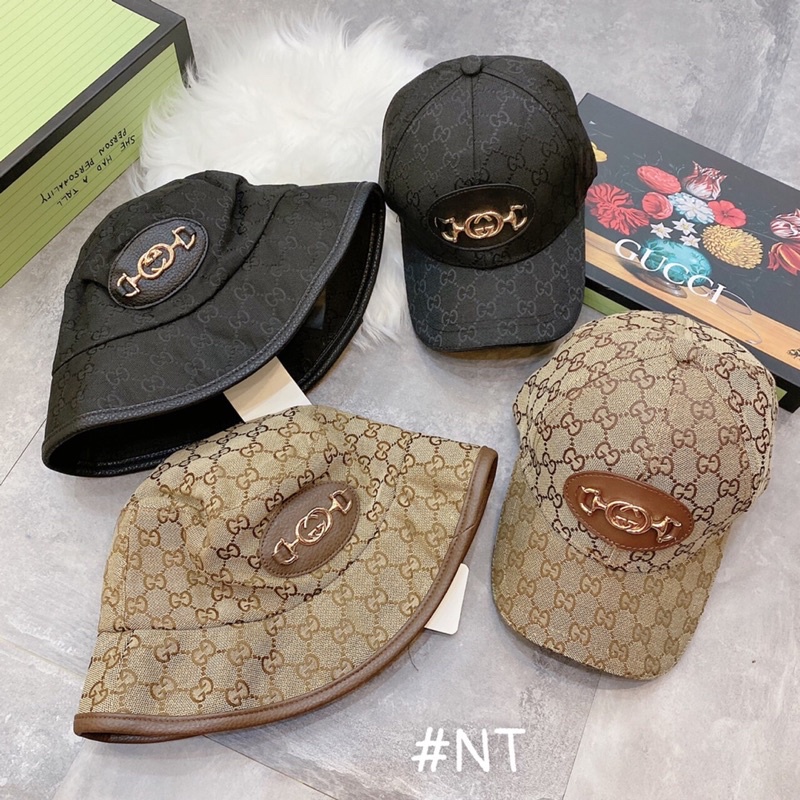 Nón Gucci 2 màu đen & nâu