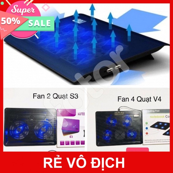 [5❤️][FREESHIP] ĐẾ TẢN NHIỆT LAPTOP V4 (4 FAN), V5 (5 FAN), S1, S2, S3 [HCM]