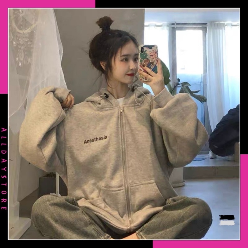 Áo khoác lót nỉ unisex, áo khoác nỉ hoodie Anesthesia
