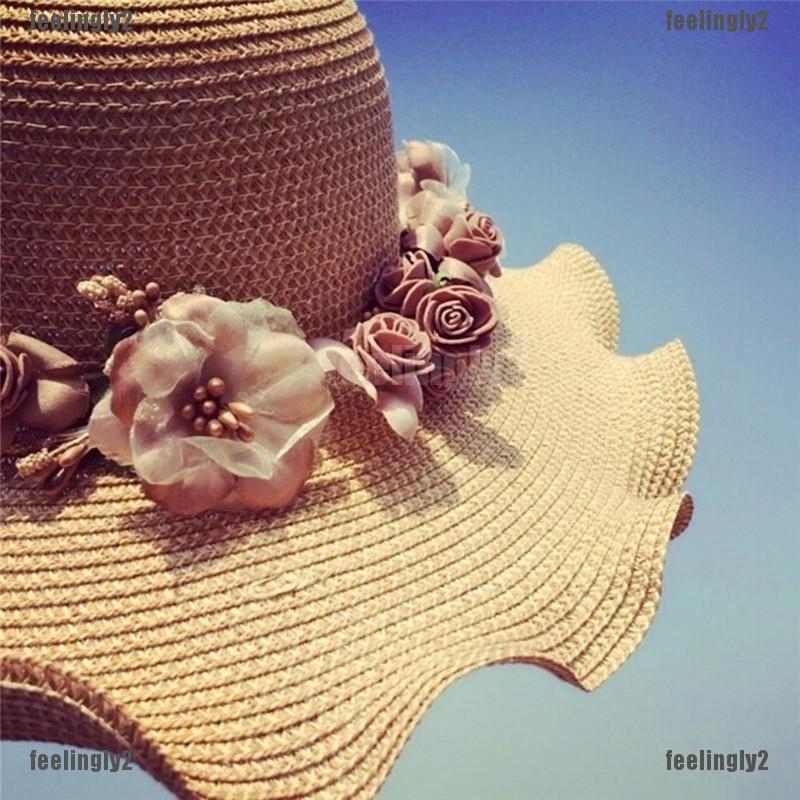 ❤Mặt Trời❤ Mũ Rộng Vành Đính Hoa Dễ Thương Thời Trang Cho Nữ