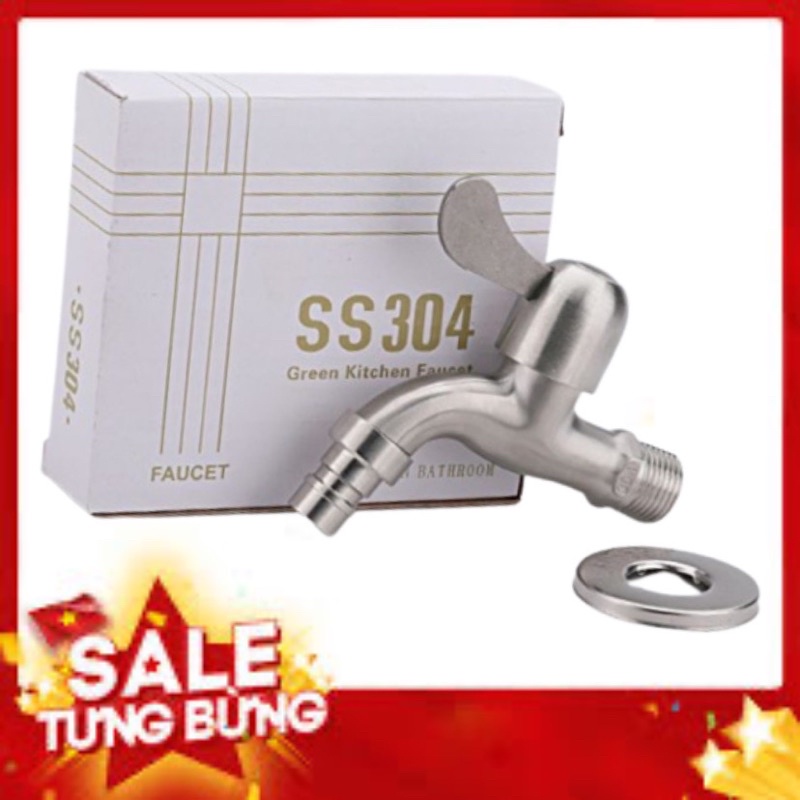 Vòi Nước Gắn Tường INOX304,vòi hồ tay gạt(Tặng Kèm 1 Cuộn Băng Tan