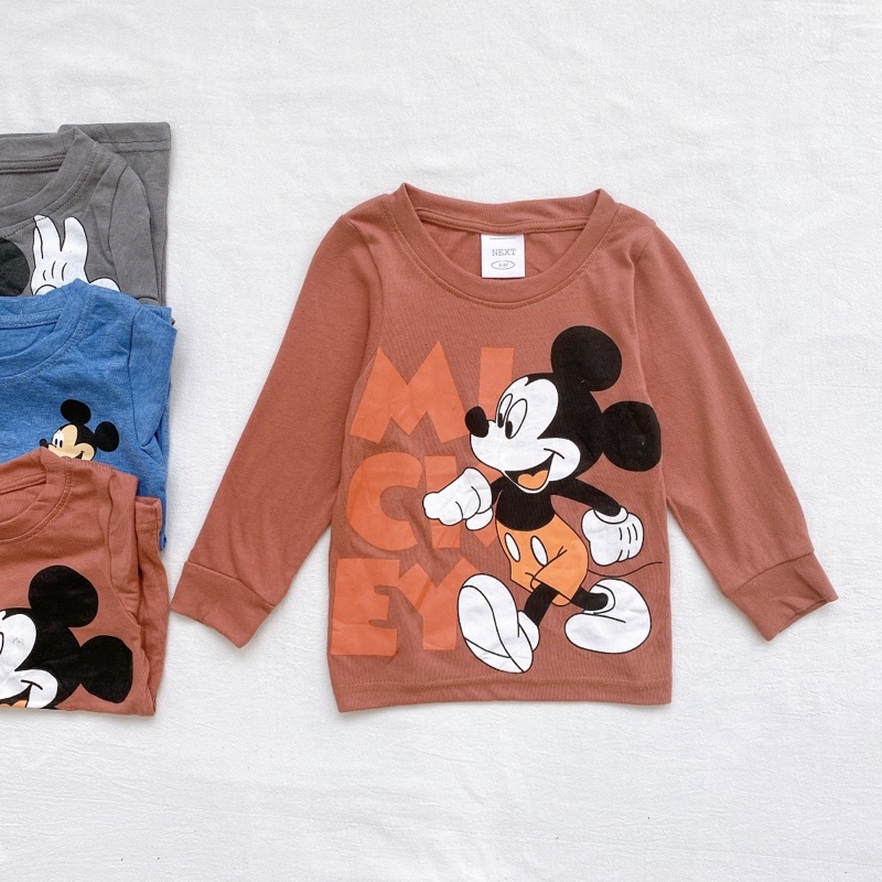 Set 3 áo dài tay cho bé trai in hình mic.key cân nặng từ 10-24 cân