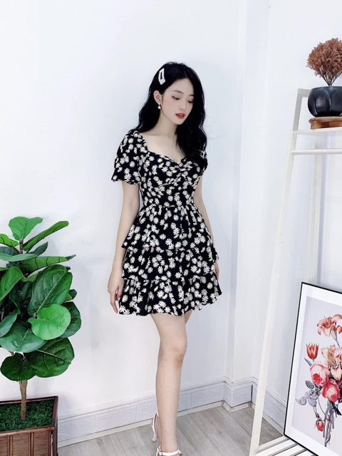 Sét Hoa Cúc Chân Váy Xèo 3 Tầng Dễ Thương
