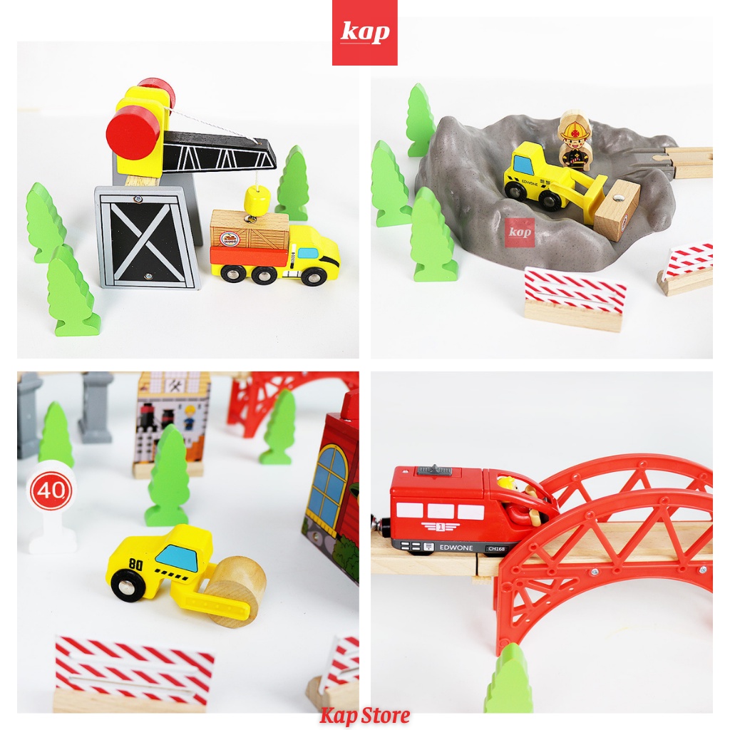 BỘ ĐỒ CHƠI ĐƯỜNG RAY XE LỬA CAO CẤP BẰNG GỖ - TƯƠNG THÍCH BRIO, HAPE, LIDL, IKEA