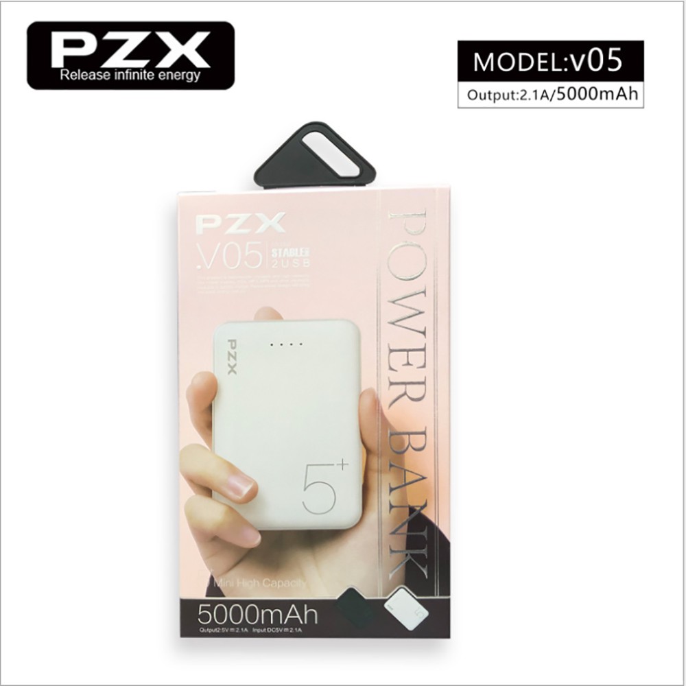 Pin Dự Phòng PZX V05 5000mAh Thiết Kế Siêu Gọn Có 2 Cổng Sạc