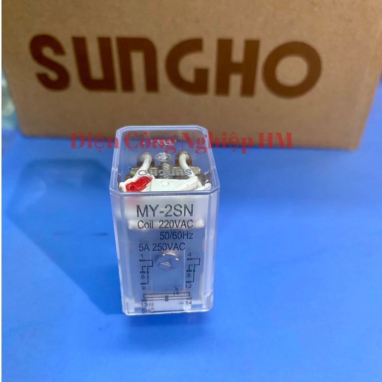 Relay Rơ le trung gian SUNGHO MY-2SN Chính Hãng, 8 chân dẹt nhỏ, có đèn