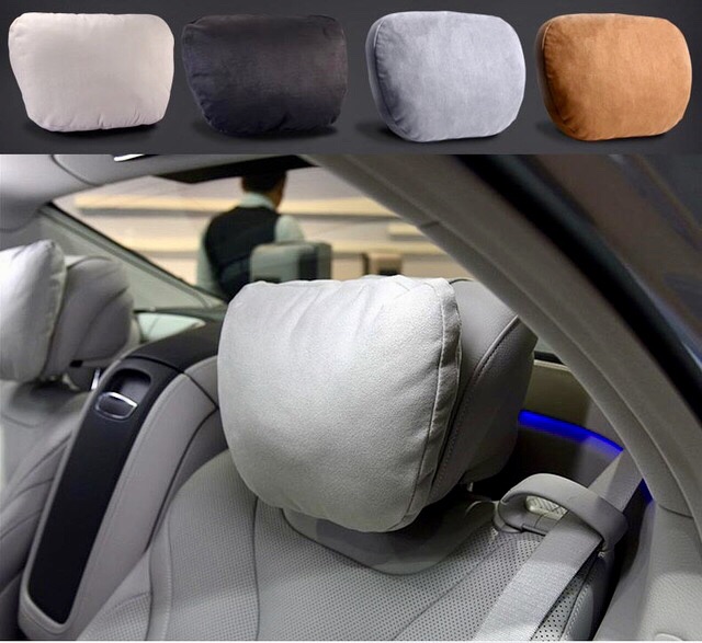 Gối tựa đầu trên xe cao cấp chất liệu vải da lộn nhân tạo alcantara phù hợp cho tất cả loại xe