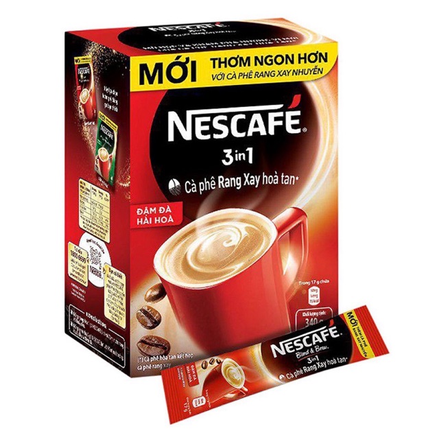Hộp Nescafe 3in1 rang xay Đậm vị cà phê