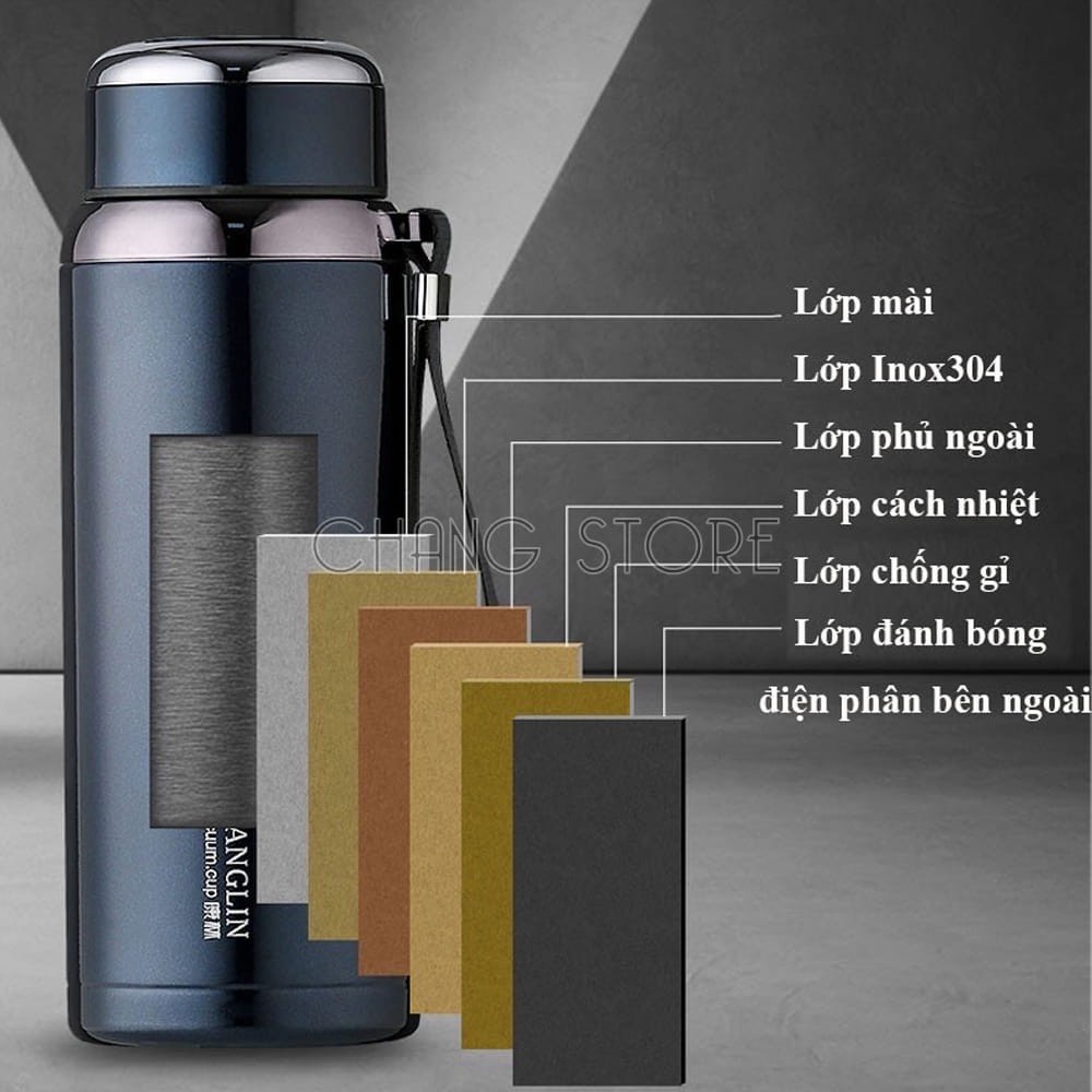 Bình giữ nhiệt nóng lạnh lõi thép inox 304 chống gỉ A150 giữ nhiệt tốt chịu lực chống va đạp tiện lợi