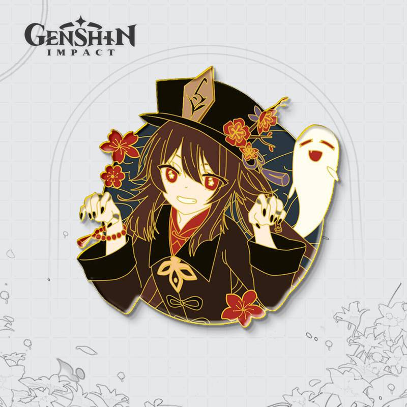 Huy Hiệu Cài Áo Bằng Kim Loại Hình Anime Eula Lumine Zhongli Hutao