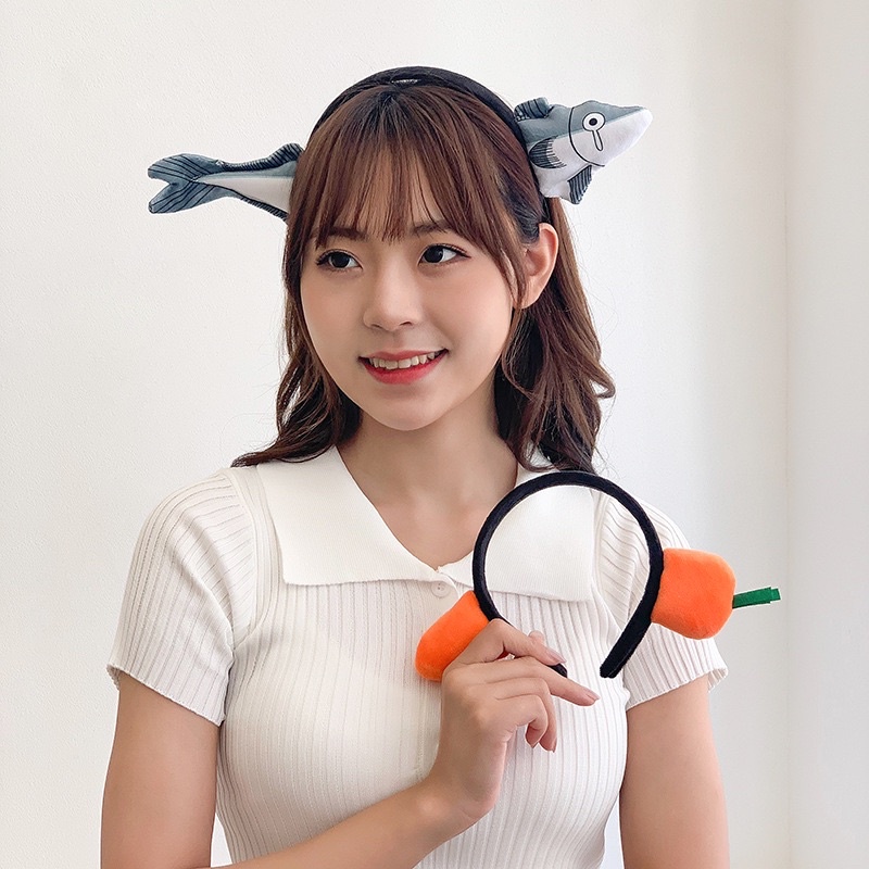 Bờm Cài Tóc Con Cá  Cà Rốt 🥕 Xuyên Đầu Ngộ Nghĩnh Phong Cách Hàn Quốc Băng Đô Rửa Mặt Xinh Xắn Cute Hot Trend