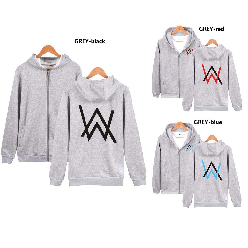 Áo Khoác Hoodie Khóa Kéo In Logo Alan Walker