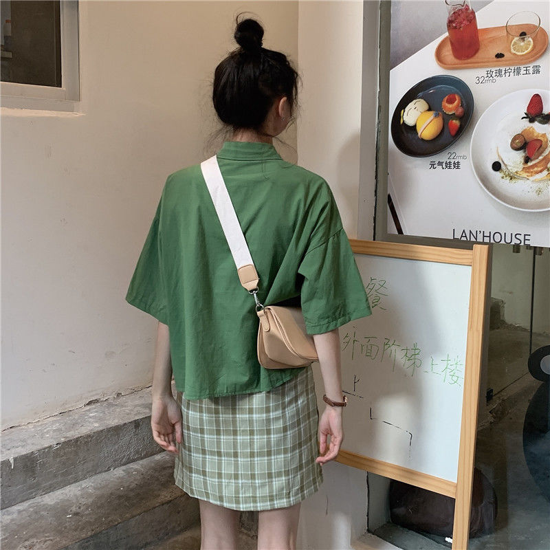 Áo Sơ Mi Tay Ngắn Dáng Rộng Phong Cách Hàn Quốc Cho Nữ