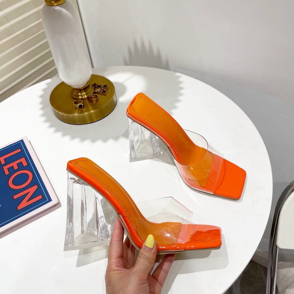 Giày cao gót 1 quai trong da mềm thời trang, gót tam giác Siêu hot 2022 (kèm video)