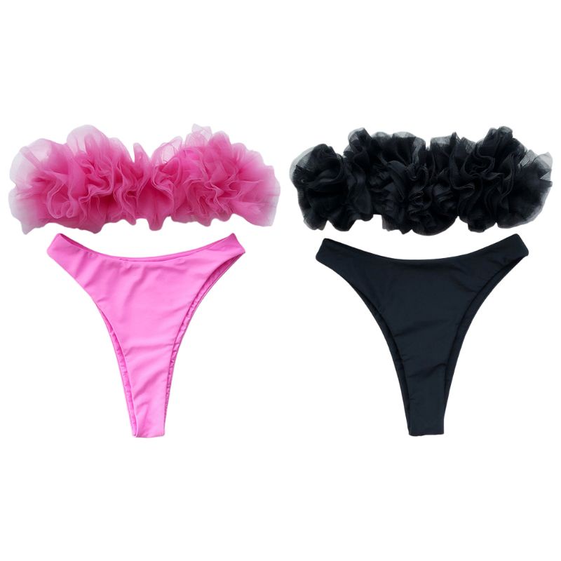 Bikini hai mảnh hở vai màu sắc thời trang gợi cảm cho nữ