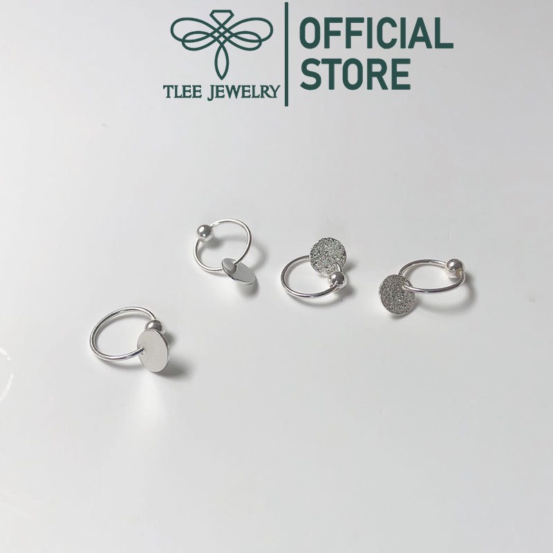 Khuyên tai bạc nữ TLEE tròn trơn mix charm tròn dáng lạ TleeJewelry B0143