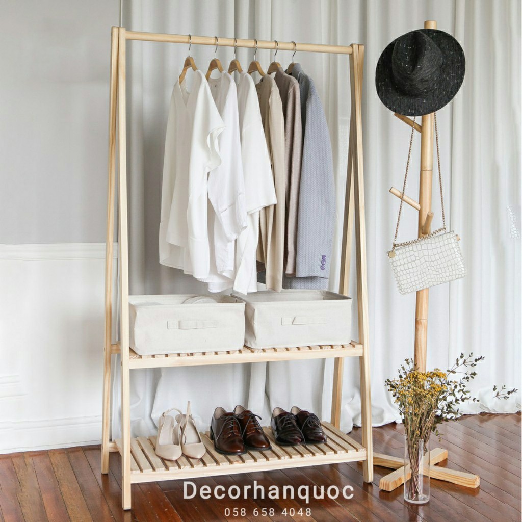 [HÀNG SẴN] Kệ treo quần áo decor homestay, khách sạn, phòng ngủ - Gỗ thông nhập khẩu | BigBuy360 - bigbuy360.vn