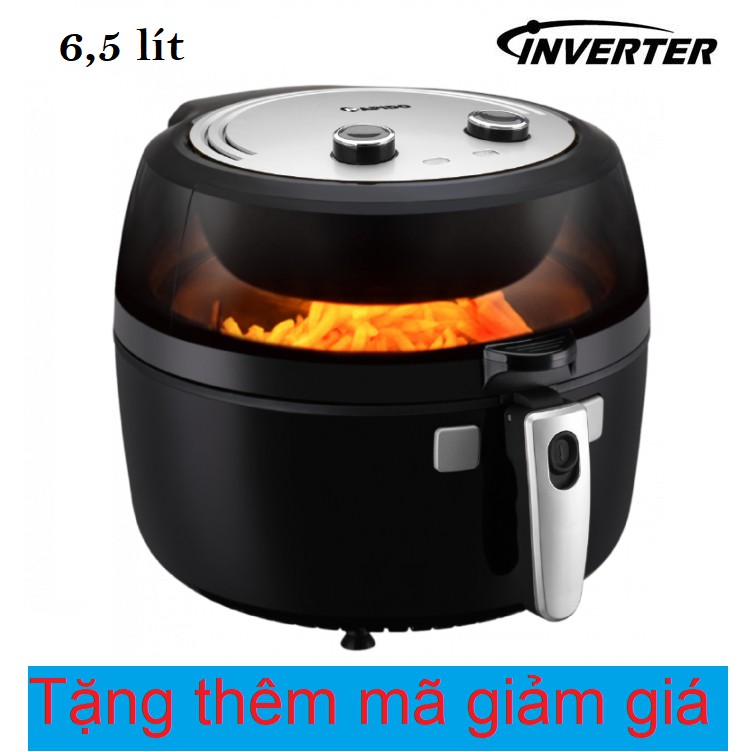 (Tặng mã 50k) Nồi chiên không dầu Inverter 6,5 lít Rapido RAF6.5M/ RAF6.5M2 - siêu tiết kiệm điện, lòng nồi lớn vô địch