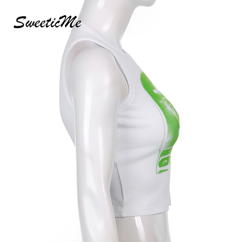 Sweeticme Áo Thun Cổ Tròn Ôm Dáng Họa Tiết Độc Đáo Thời Trang Cho Nữ