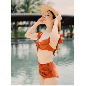 Bikini nữ đồ tắm biển 2 mảnh cánh tiên quần cạp cao che bụng KONKUN MS19