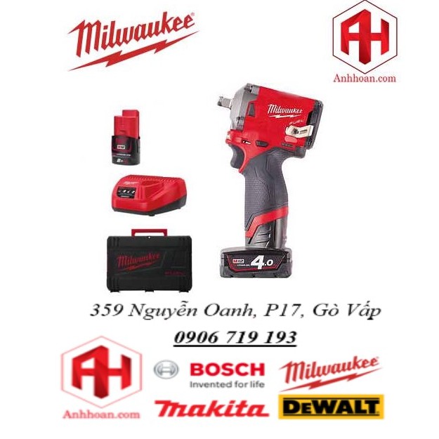 Milwaukee Máy vặn ốc bulong pin 12V Stubby M12 FIWF12-422C (SET)