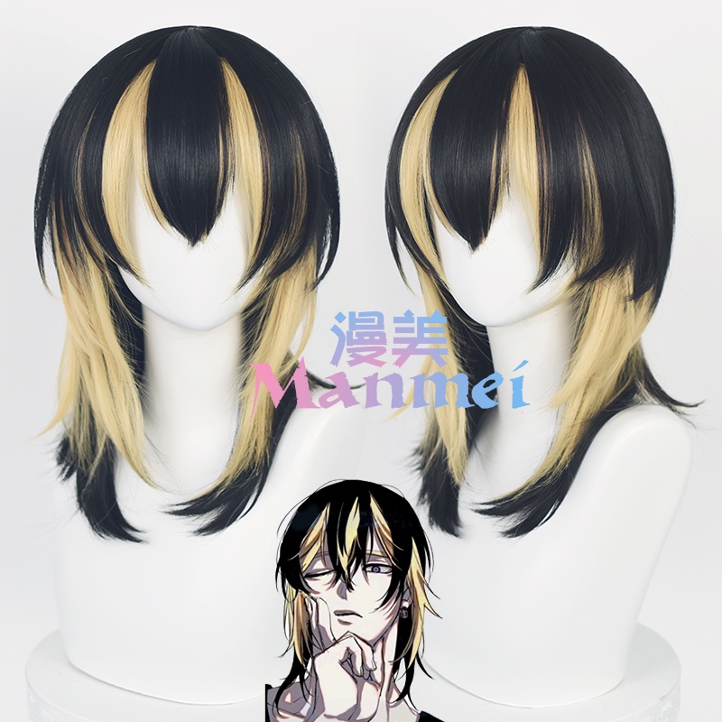 Manmei Anime Tokyo Revengers Haitani Ran Haitani Rindo Cosplay Wig Black Golden Synthetic Hair Heat Resistant Wigs