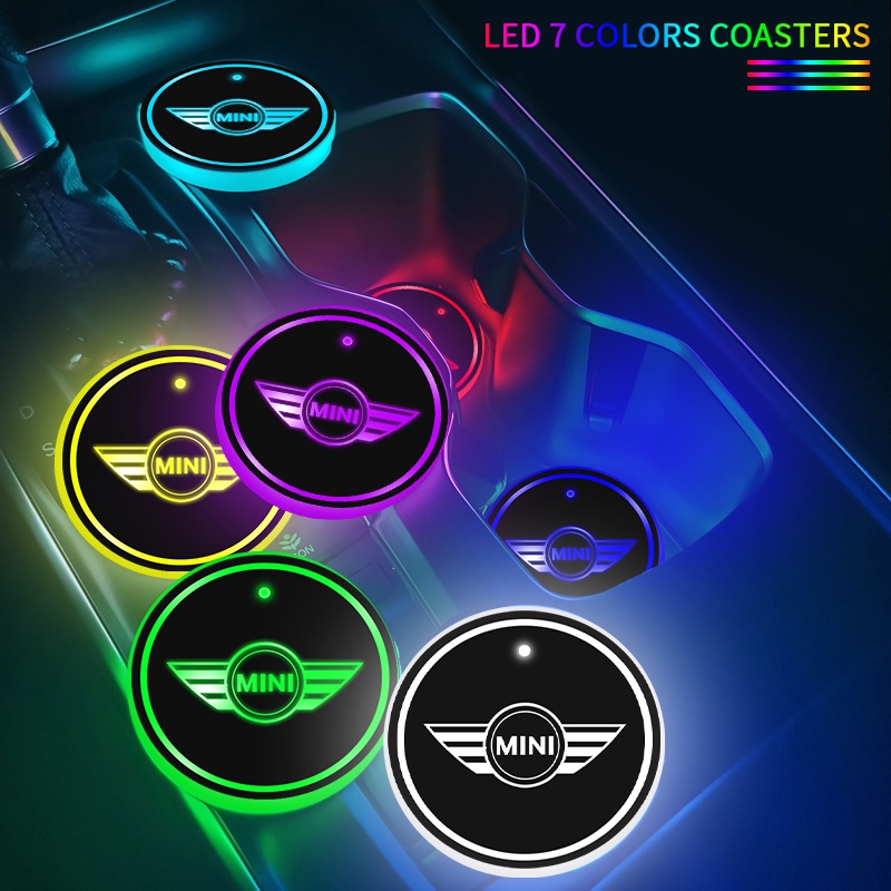 Bộ 2 Đế Lót Cốc Chống Trượt In Logo Xe Hơi MINI Cooper Clubman R55 R56 R57 R58 R59 F54 R60
