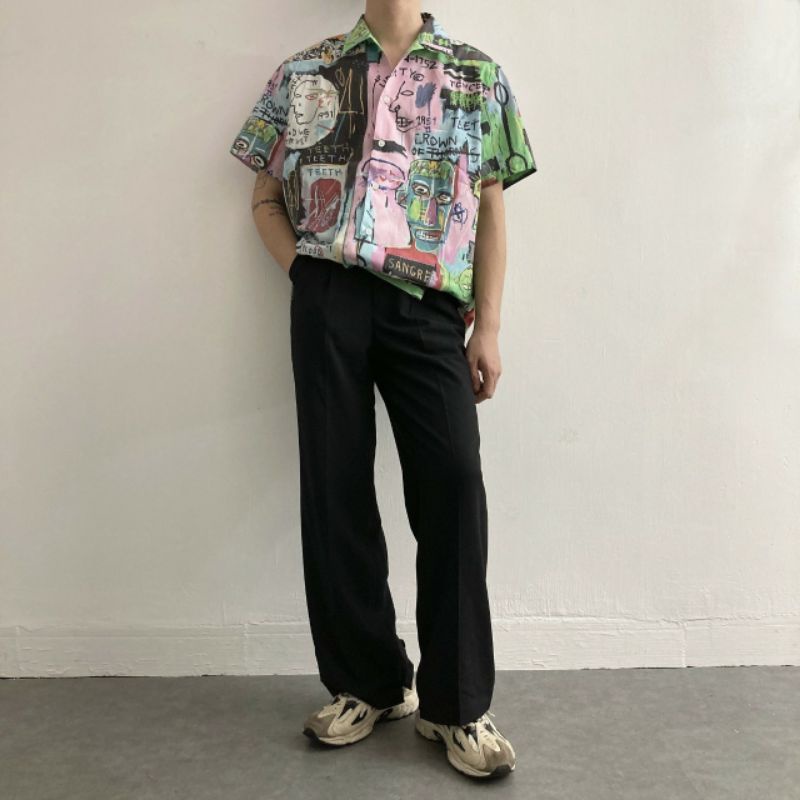 Áo Sơ Mi Tay Ngắn Unisex Cổ Bẻ Phông Cách Hàn Quốc Freesize