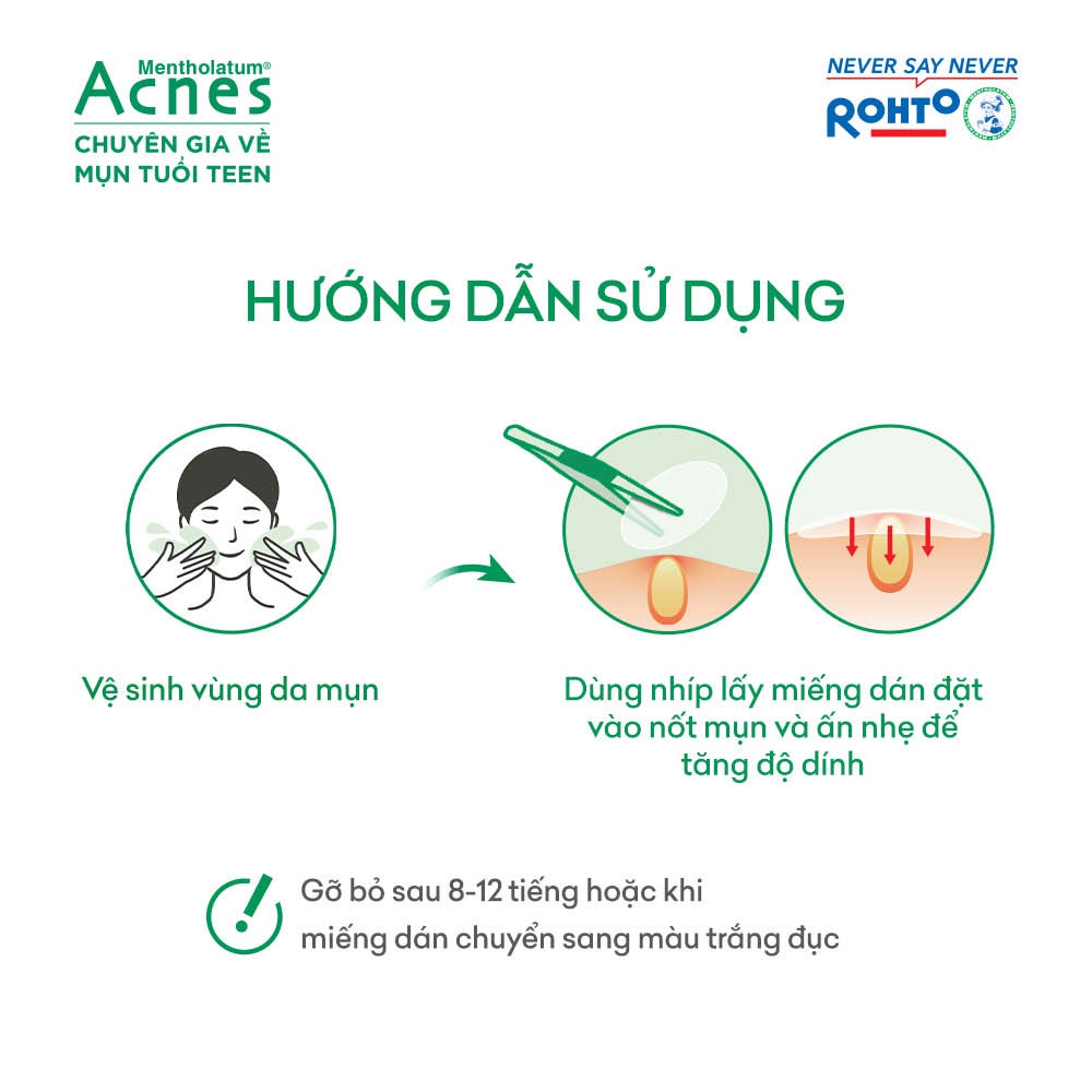 Miếng dán mụn giúp giảm mụn sưng viêm Acnes Clear Patch (48 Miếng)