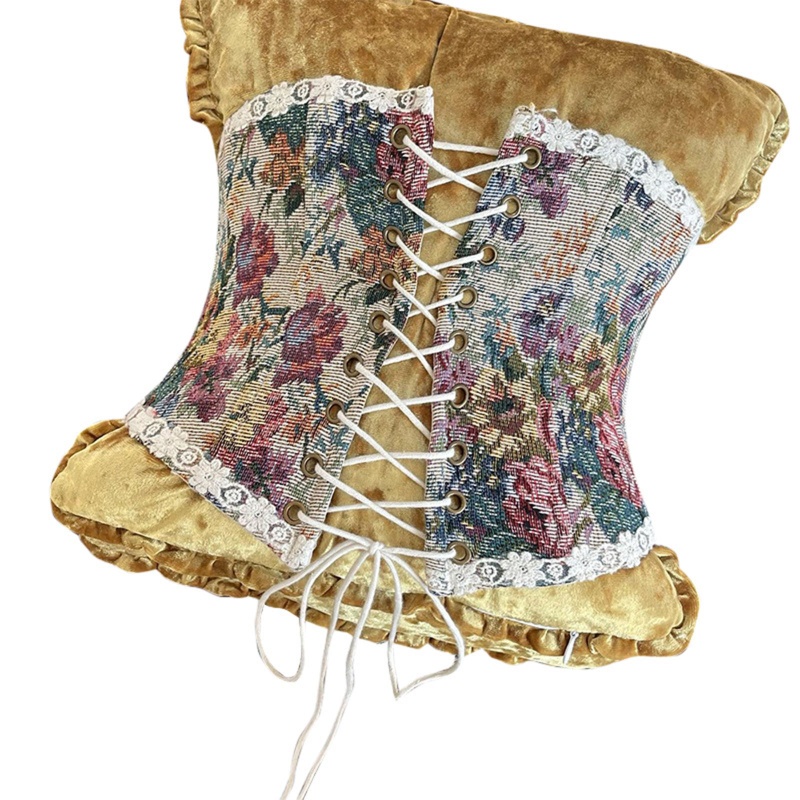 Đai Nịt Bụng Corset Phối Ren Hoa Phong Cách Vintage