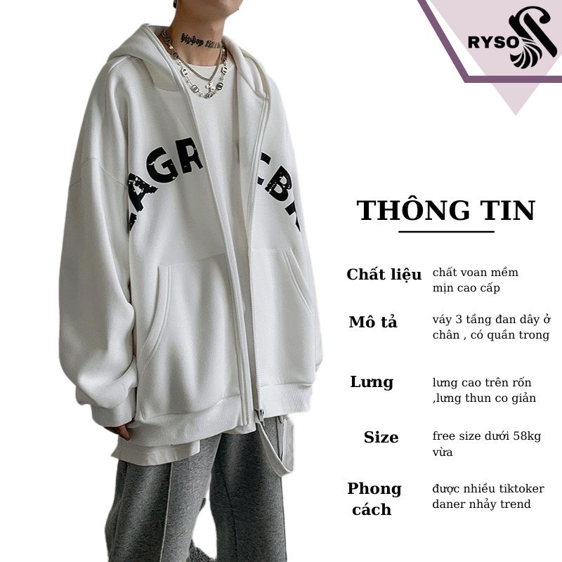 Áo Khóa Hoodie Nỉ RYSO Chất Nỉ Bông Dày Dặn Form Rộng